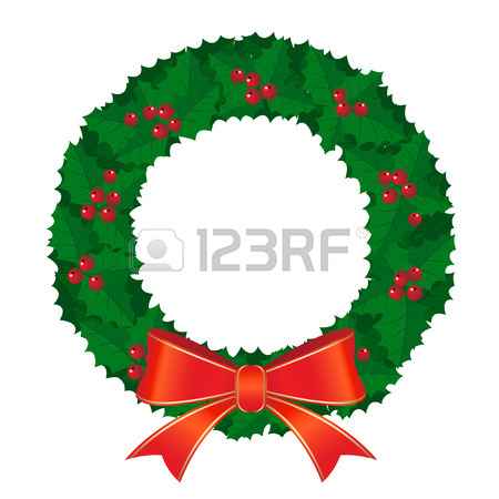 450x450 Christmas Wreath With Red Bow Royalty Free Cliparts, Vectors,