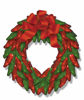 295x350 Chile Pepper Wreath With Bow Christmas Card In Christmas Cards