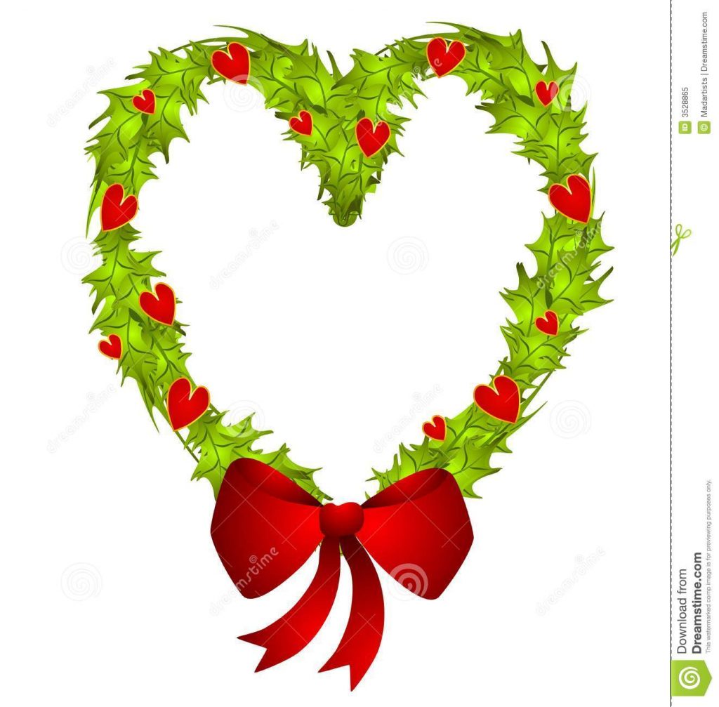 1024x1007 Christmas ~ Heart Shaped Christmas Wreath Royalty Free Stock Photo