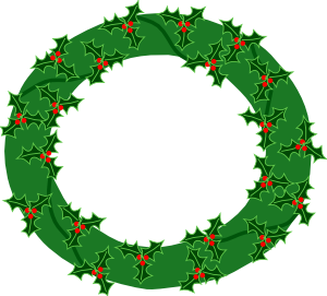 300x271 Evergreen Wreath With Large Holly Clip Art