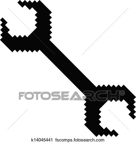 450x470 Clipart Of Pixel Art Wrench K14045441