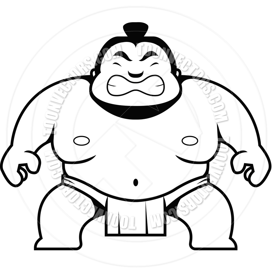 940x940 Sumo Wrestler (Black And White Line Art) By Cory Thoman Toon