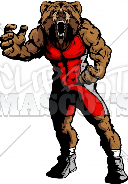 412x590 Bear Wrestling Clipart Graphic Vector Cartoon