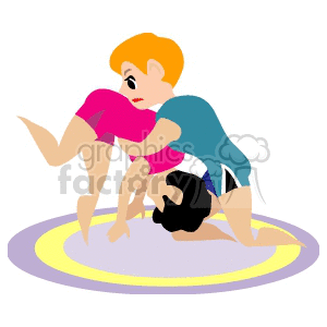 300x300 Royalty Free Two People Wrestling 170253 Vector Clip Art Image