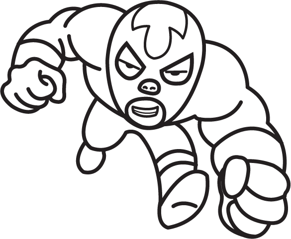 585x481 Free Clip Art Characters Amp Mascots Heroic Luchador Line Art