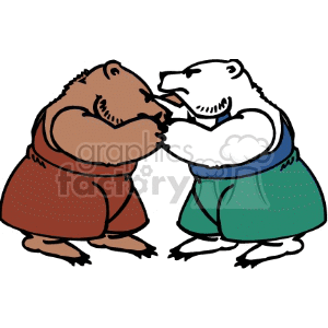 300x300 Royalty Free Grizzly Bear Wrestling Polar Bear 130033 Vector Clip