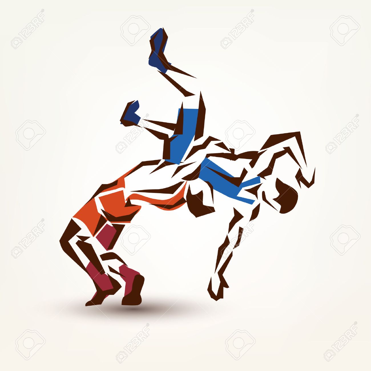 1300x1300 Wrestling Symbol, Vector Silhouette Of Two Athletes Royalty Free
