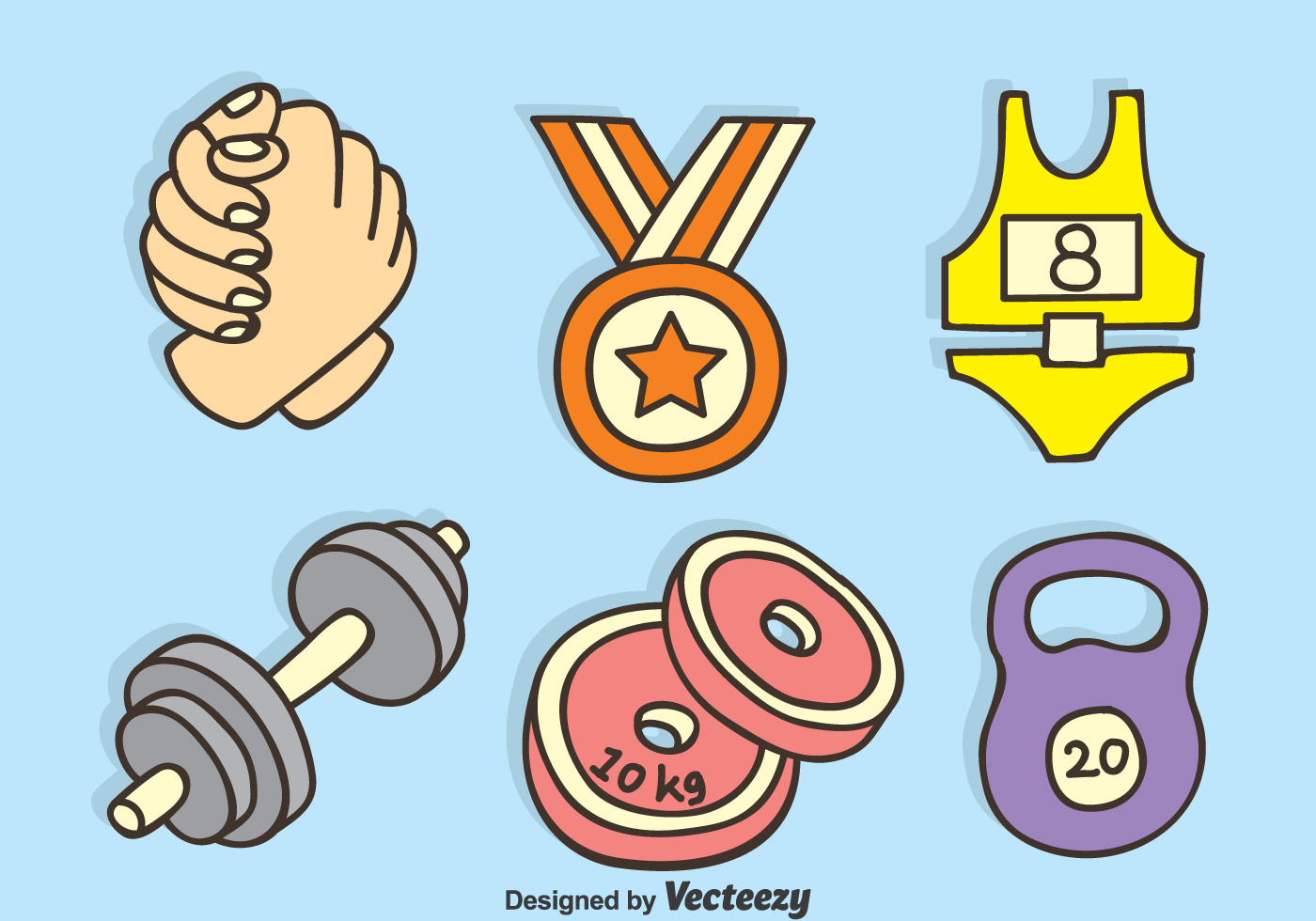 1400x980 Arm Wrestling And Fitness Hand Drawn Icons Vector