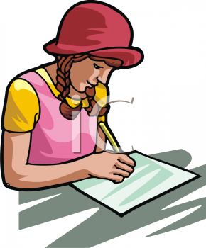 290x350 Girl Writing Clipart