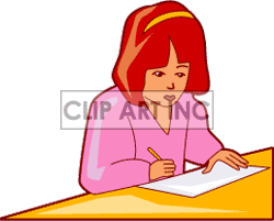 250x201 A Girl Writing A Letter Clipart