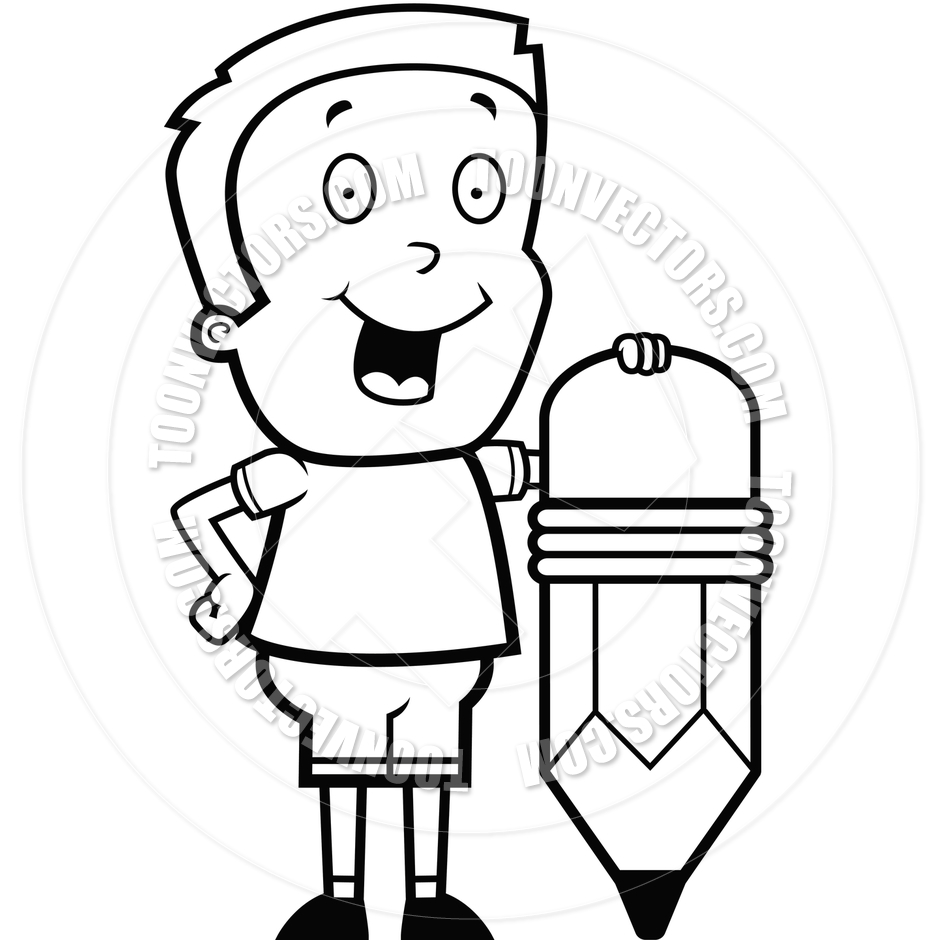 940x940 Boy Pencil (Black And White Line Art) By Cory Thoman Toon
