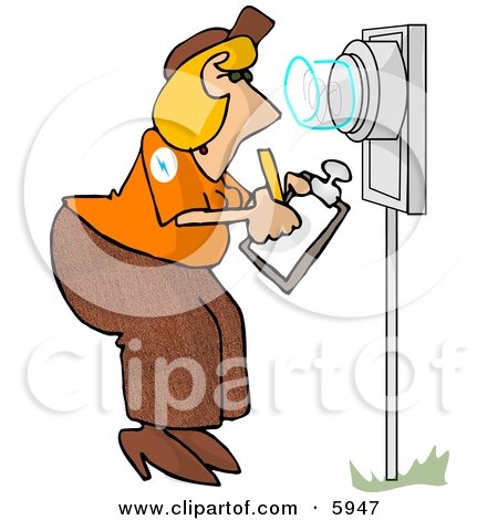 450x470 Electric Meter Reader Writing Down Electricity Usage Clipart