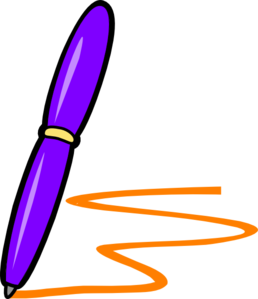 258x299 Lilac Pen Orange Writing Clip Art