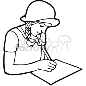 300x300 Royalty Free Black And White Outline Of A Student Writing On Paper