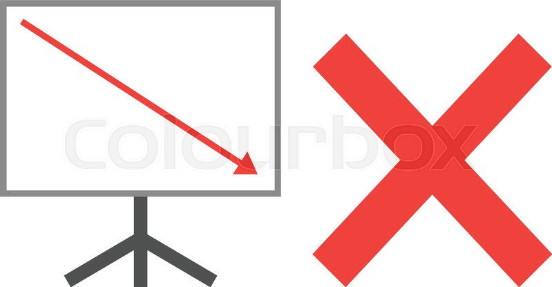 799x415 Vector White Board With Red X Mark And Red Arrow Pointing Down