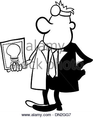 300x377 Doctor With Xray Black And White Cartoon Stock Photo, Royalty Free
