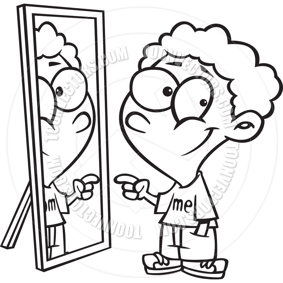 940x940 Cartoon Self Aware Boy (Black And White Line Art) By Ron Leishman