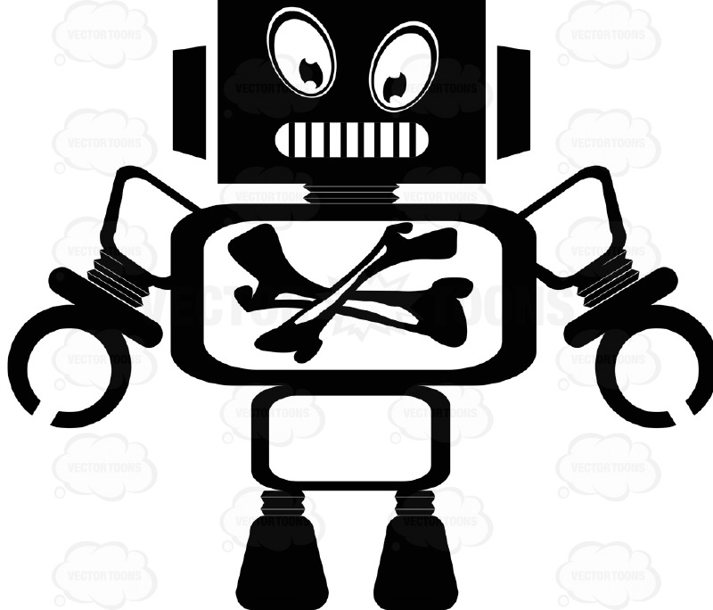 800x684 Black Ink Monster Space Robot With Bones In Stomach Monitor, X Ray