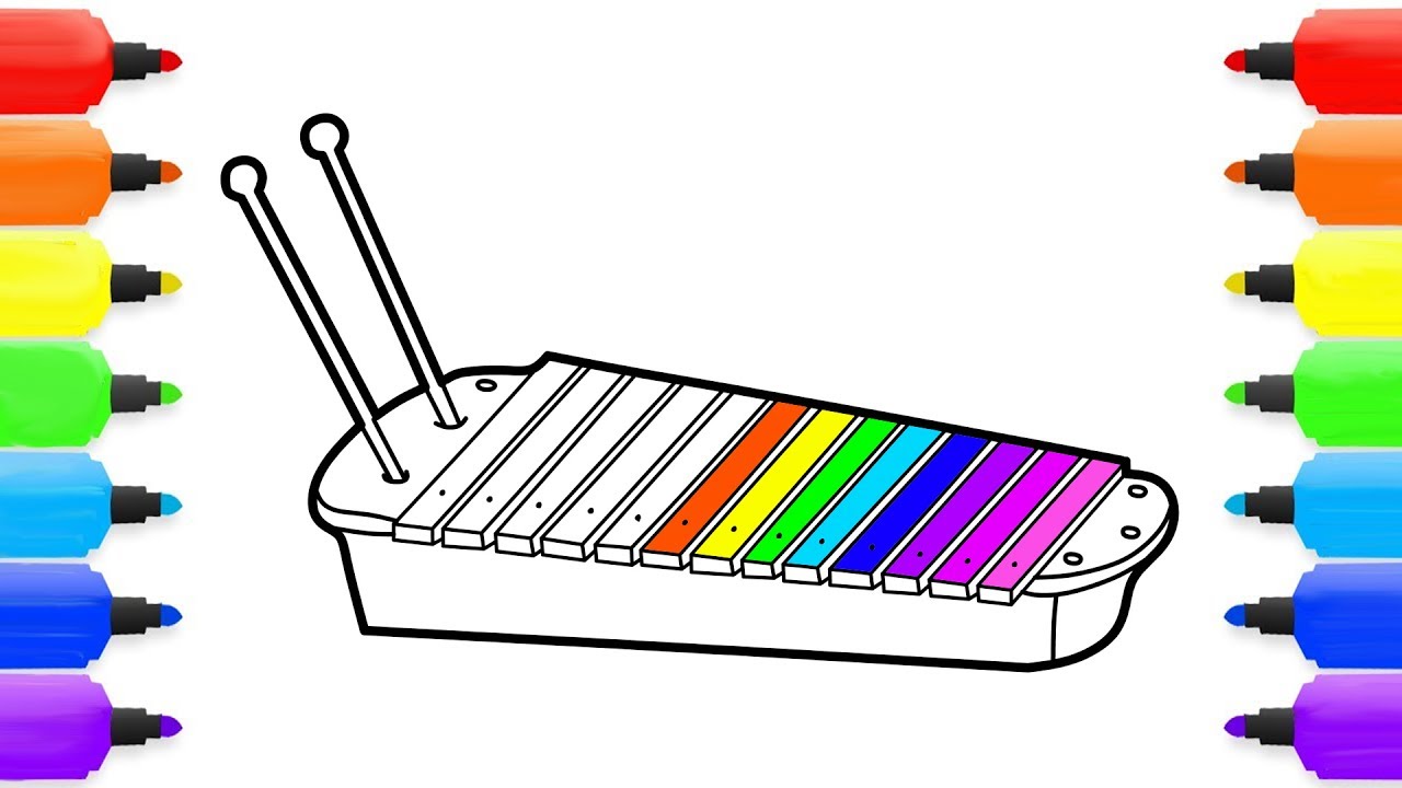 1280x720 How To Draw Xylophone Coloring Xylophone Kids Learn Drawing