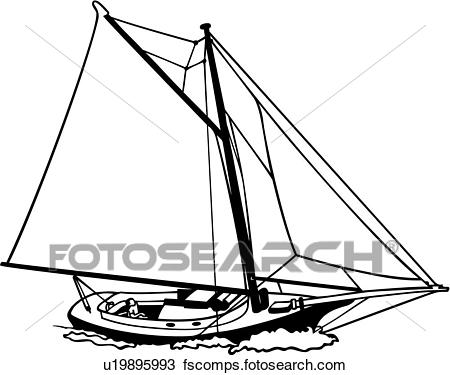 450x375 Clipart Of , Boat, Friendship, Sailboat, Sailing, Sloop, Sport
