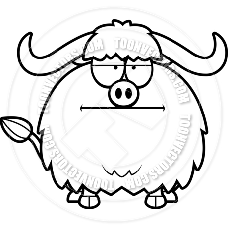 460x460 Cartoon Yak Bored (Black And White Line Art) By Cory Thoman Toon