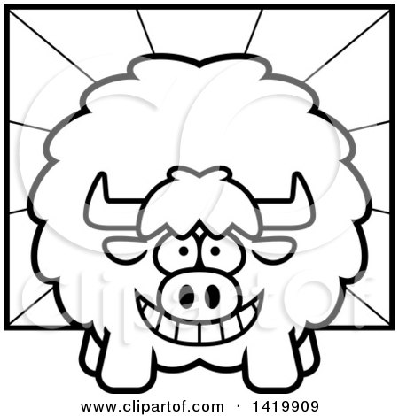 450x470 Cartoon Clipart Of A Black And White Dreaming Yak