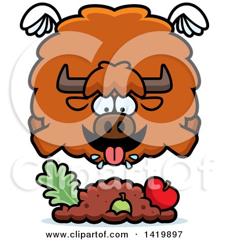 450x470 Cartoon Clipart Of A Black And White Dreaming Yak