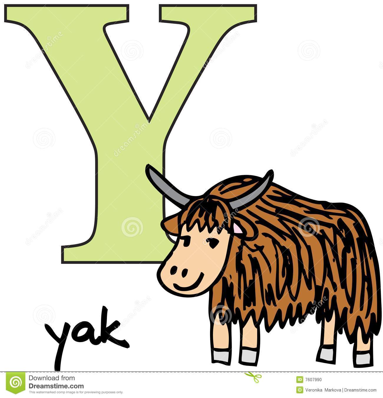 1300x1352 Animal Alphabet Y (Yak) Stock Clipart Panda