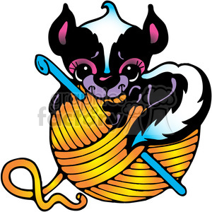 300x300 Royalty Free Crochet Skunk On Yarn Col 387560 Vector Clip Art
