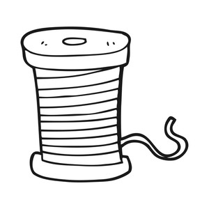 300x300 Freehand Drawn Black And White Cartoon Yarn Royalty Free Stock