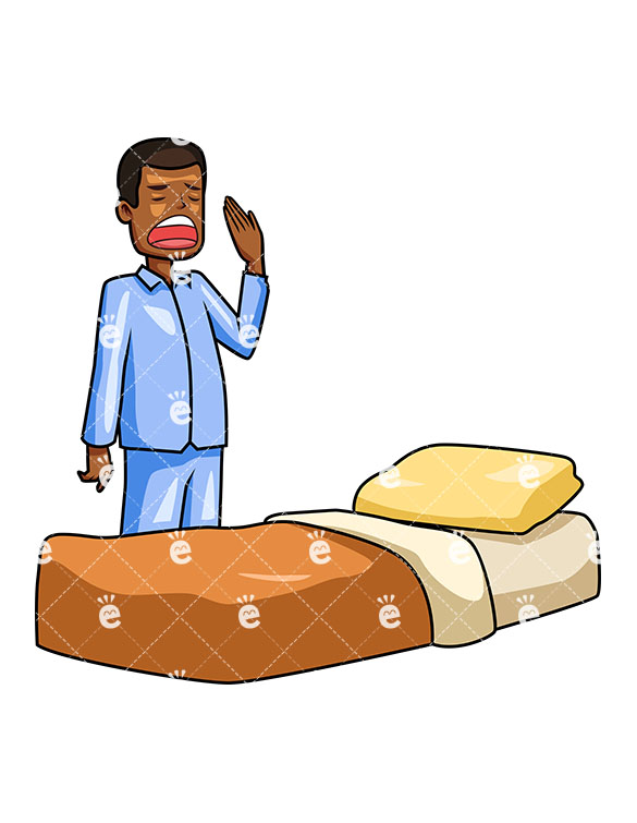 585x755 Black Man In Pajamas About To Get In Bed Yawning