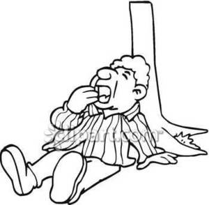 300x294 Man Yawning, Relaxing Under A Tree Royalty Free Clipart Picture