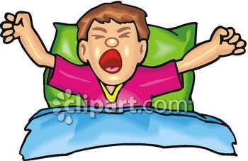 350x227 Clip Art Of A Man In Bed Just Waking Up, Streching And Yawning