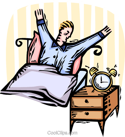436x480 Man Waking Up In The Morning Royalty Free Vector Clip Art
