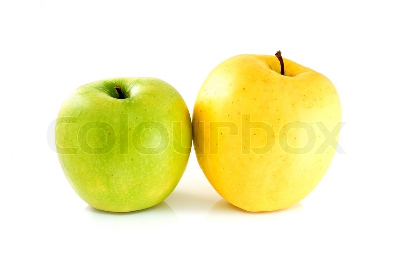 800x536 Green And Yellow Apples Isolated On The White Background Stock