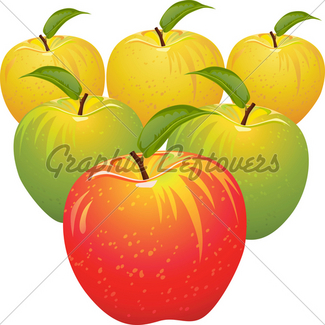 325x325 Vector Green Apple Vs Set Of Red And Yellow Apples Gl Stock Images