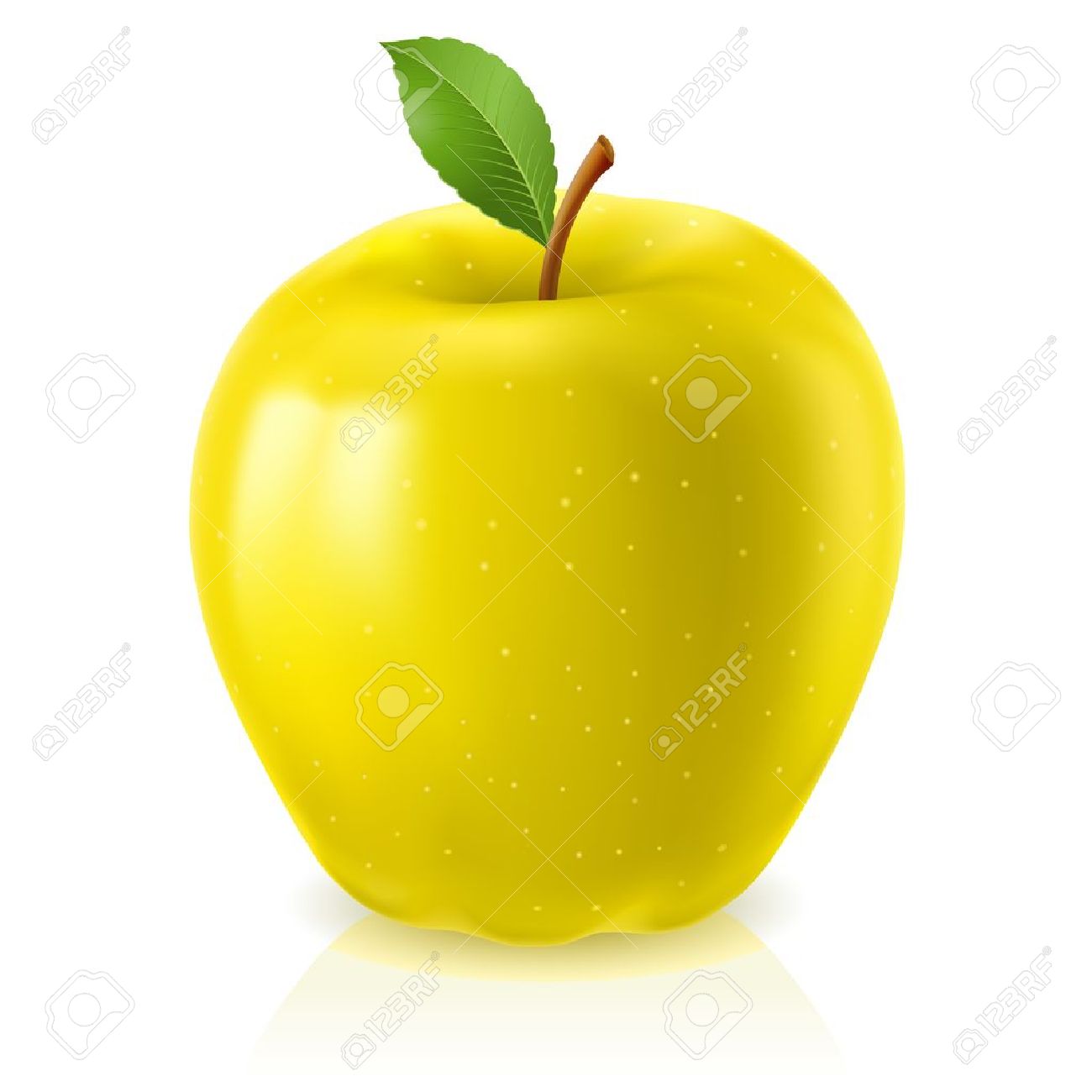 1300x1300 Yellow Apple. Illustration On White Background Royalty Free