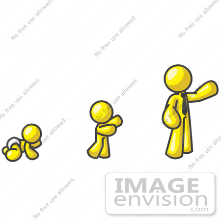 450x450 Clip Art Graphic Of A Yellow Guy Character Growing From A Baby