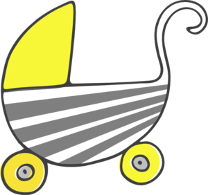 300x282 Gray Yellow Stroller Clip Art