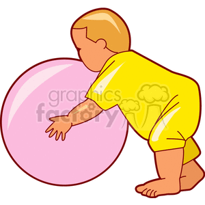 300x300 Royalty Free A Baby Dressed In Yellow Playing With A Big Yellow