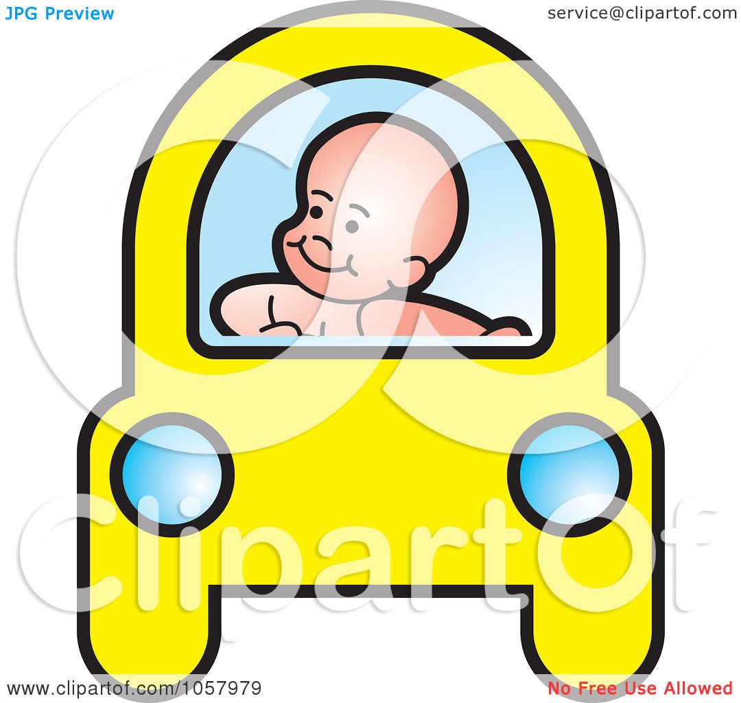 1080x1024 Royalty Free Vector Cliprt Illustration Of Baby Driving