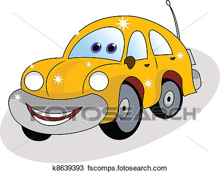 450x354 Clipart Of Funny Yellow Car K8639393