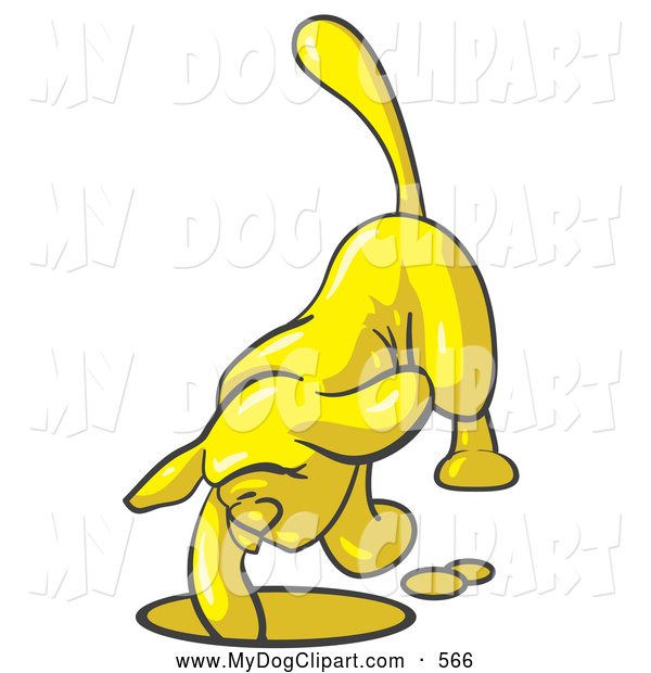 600x620 Clip Art Of A Friendly Yellow Tick Hound Dog Digging A Hole By Leo