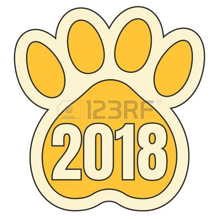 450x450 Numeral 2018 Made Of Animal Pawprints Track Isolated On White