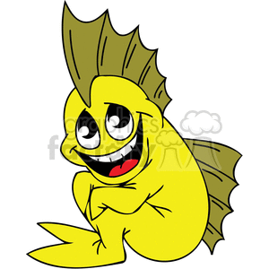 300x300 Royalty Free Smiling Yellow Fish Sitting 377249 Vector Clip Art