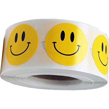 350x350 Smiley Face Stickers Yellow Happy Face Labels