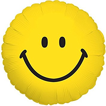 354x355 Yellow Smiley Face Traditional 18 Inch Mylar Balloon