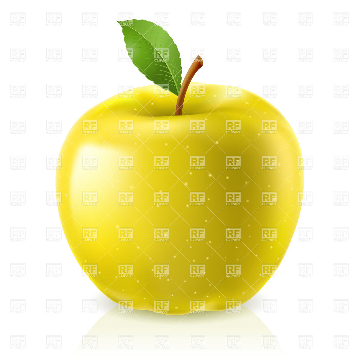 1200x1200 Yellow Apple With Leaf Royalty Free Vector Clip Art Image
