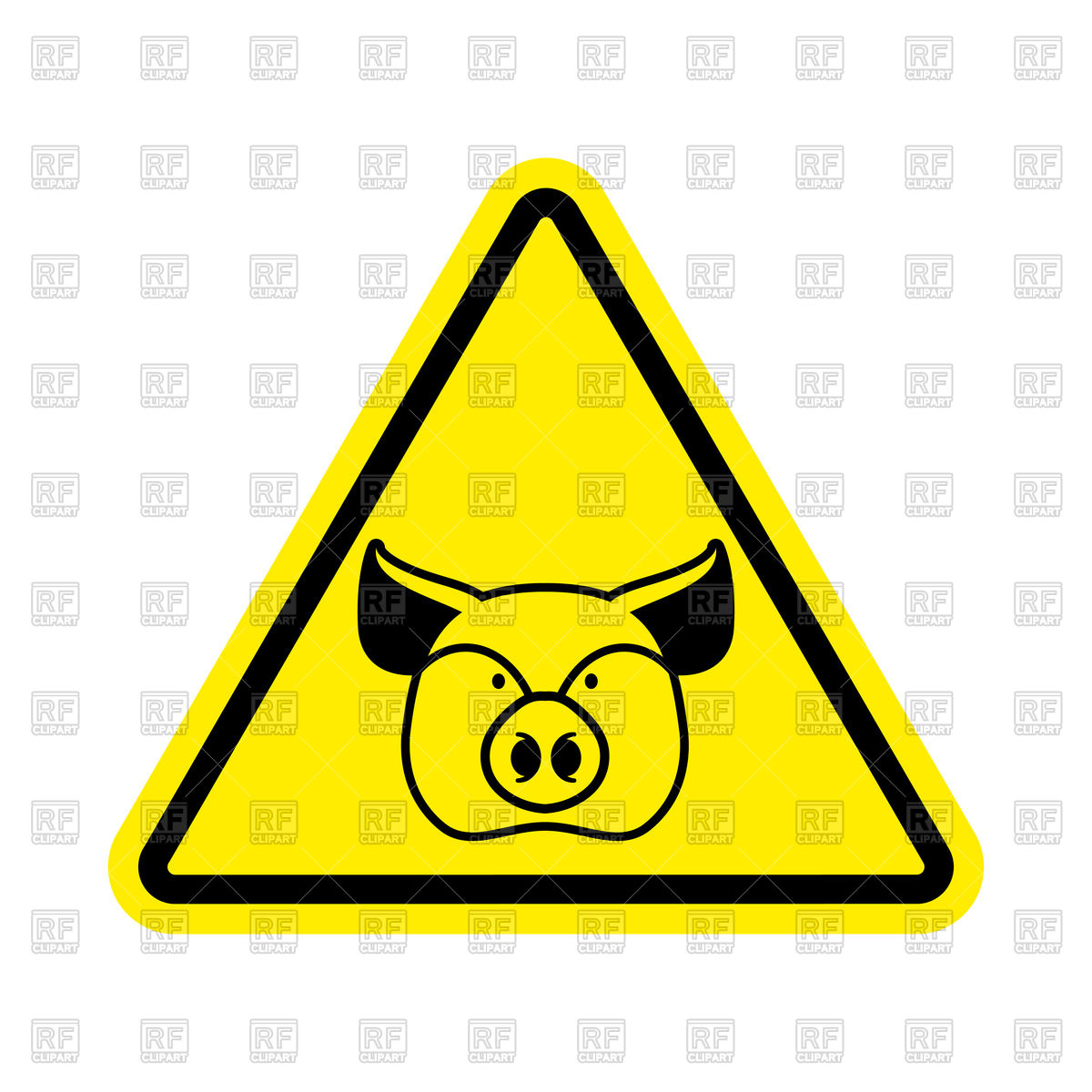 1200x1200 Warning Pig Yellow Triangle Sign Royalty Free Vector Clip Art