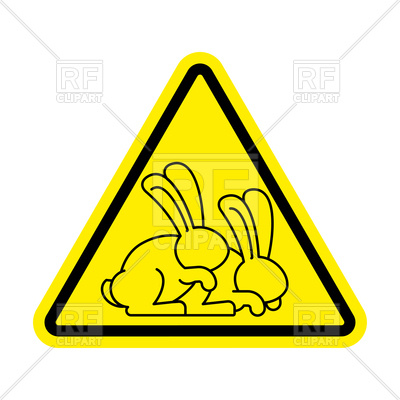 400x400 Attention Rabbit Sex Yellow Triangle Sign Royalty Free Vector Clip